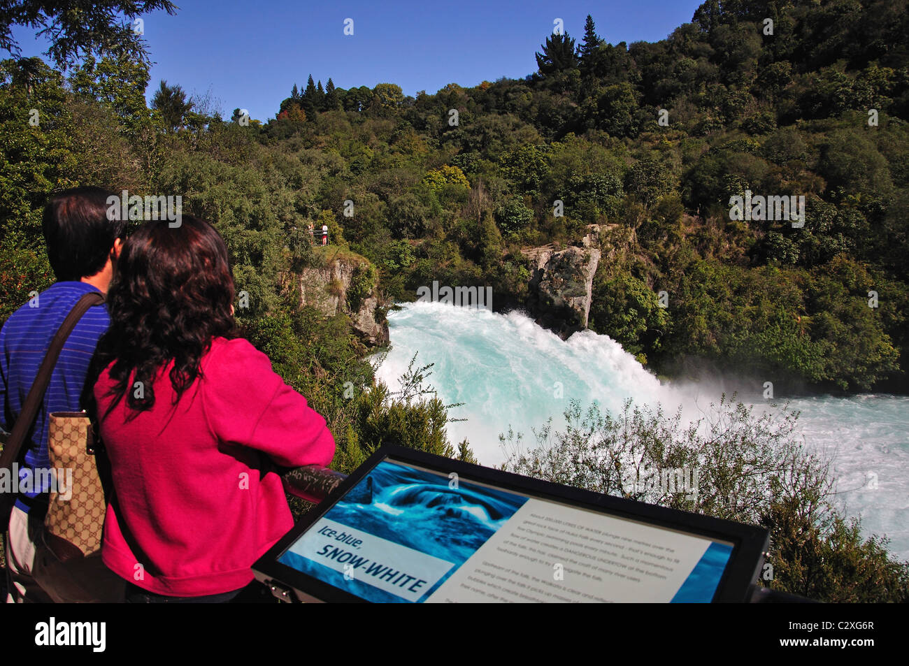 Huka Falls from observation point, near Taupo, Waikato Region, North Island, New Zealand Stock Photo
