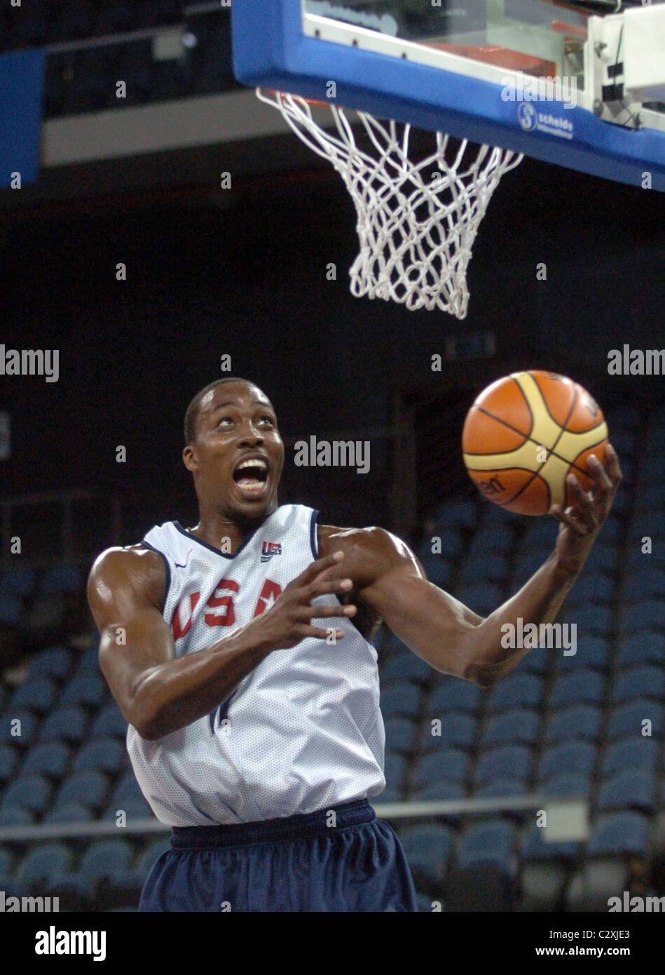 Player Dwight Howard The 08 Usa Basketball Men S National Team Practice During A Training Session For Beijing 08 Olympic Stock Photo Alamy