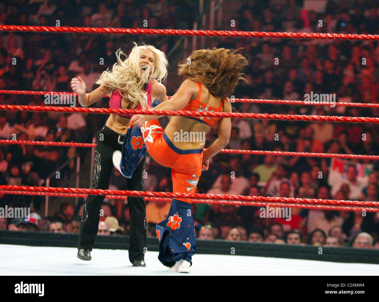 Mickie James and Jillian WWE RAW at the Verizon Centre Washington DC, USA - 28.07.08 Stock Photo