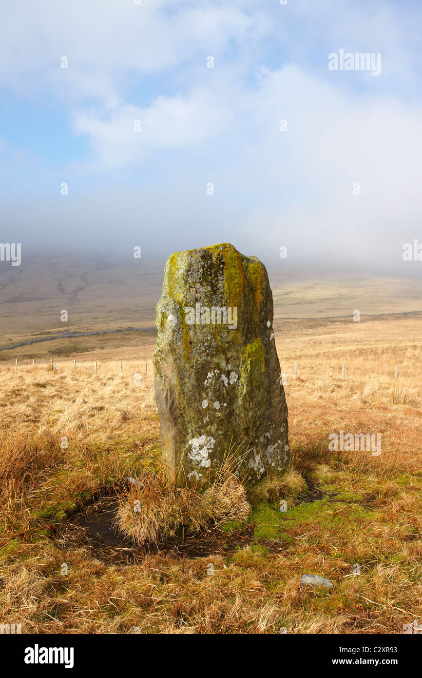 Waen Lleuci, Neolithic Standing Stone, Brecon Beacons, South Wales, UK Stock Photo