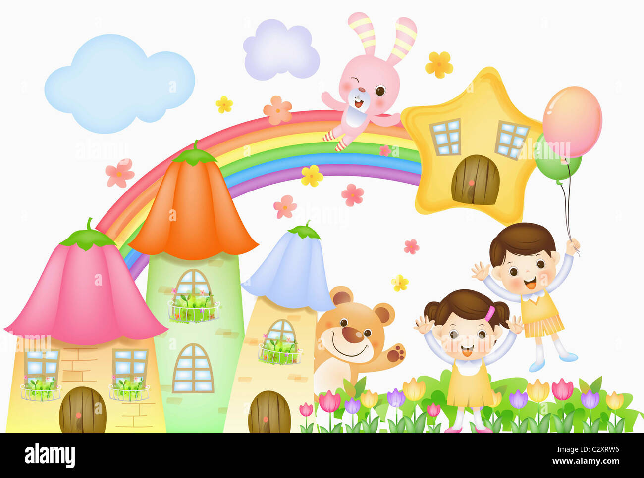  happy friends in kindergarten Stock Photo - Alamy Motiv 