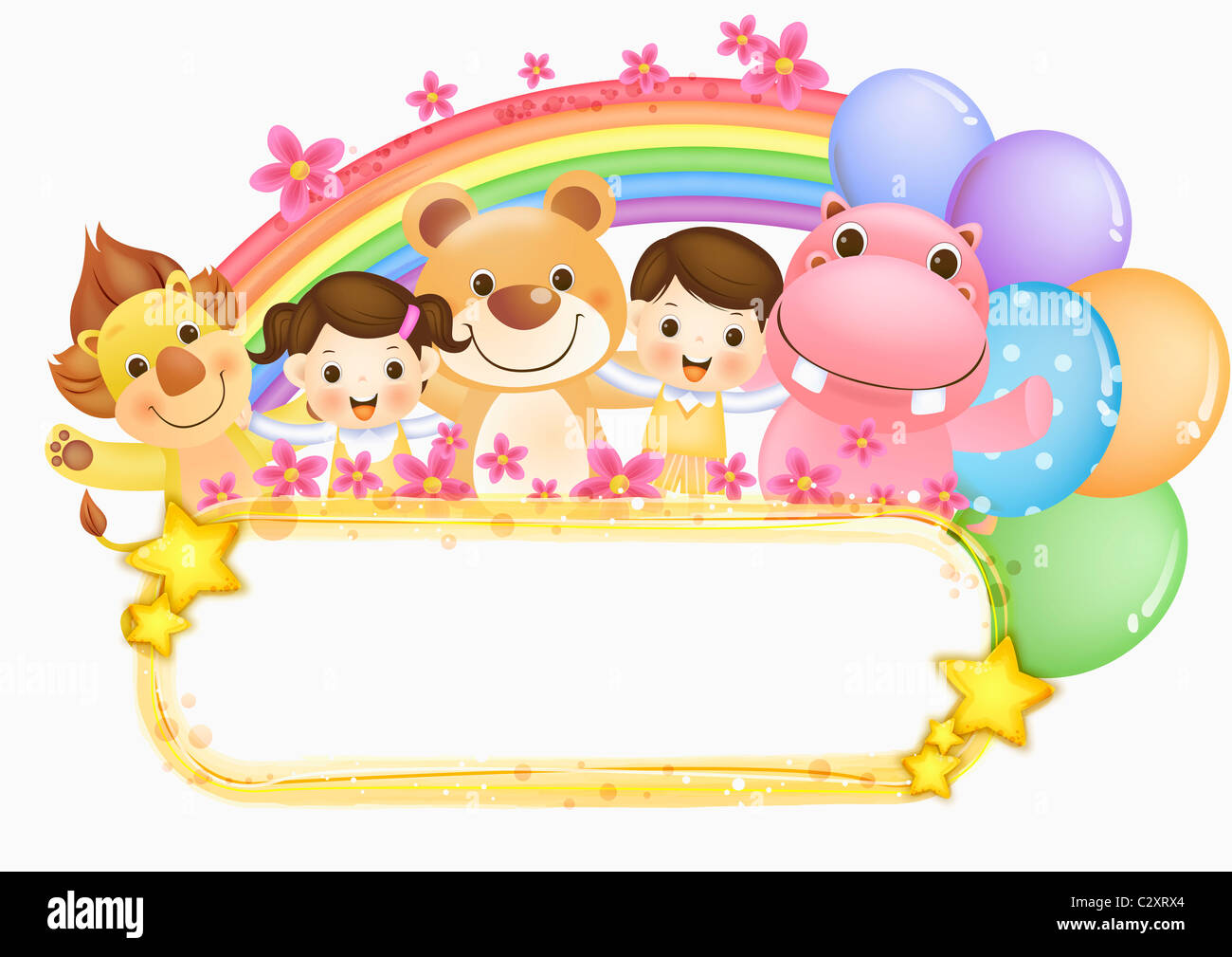  happy friends in kindergarten Stock Photo - Alamy Illustration 