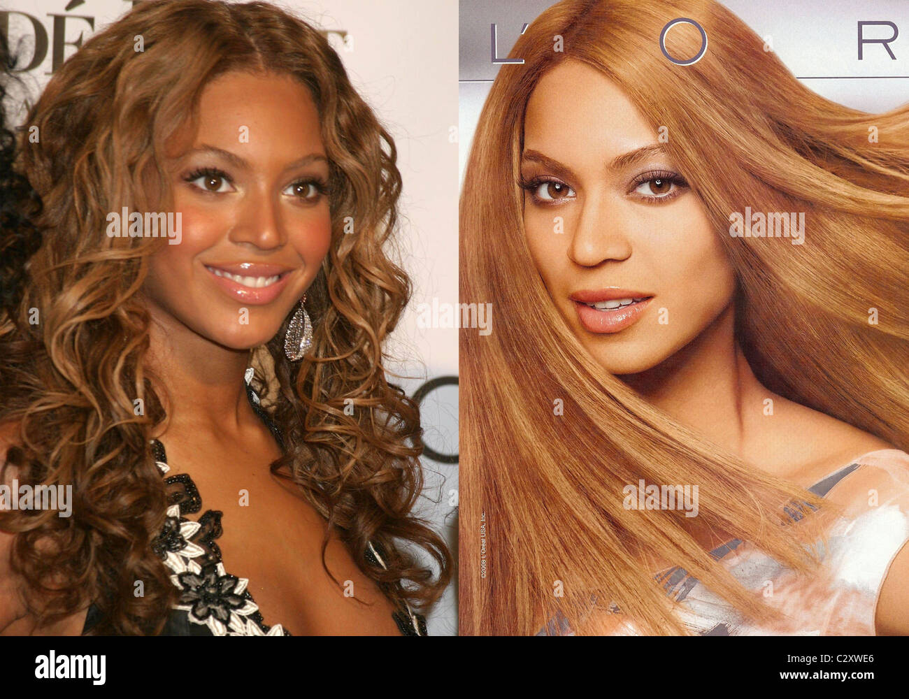 * KNOWLES' L'OREAL AD SPARKS ROW OVER SKIN COLOUR R&B superstar BEYONCE KNOWLES' skin was reportedly digitally bleached in an Stock Photo