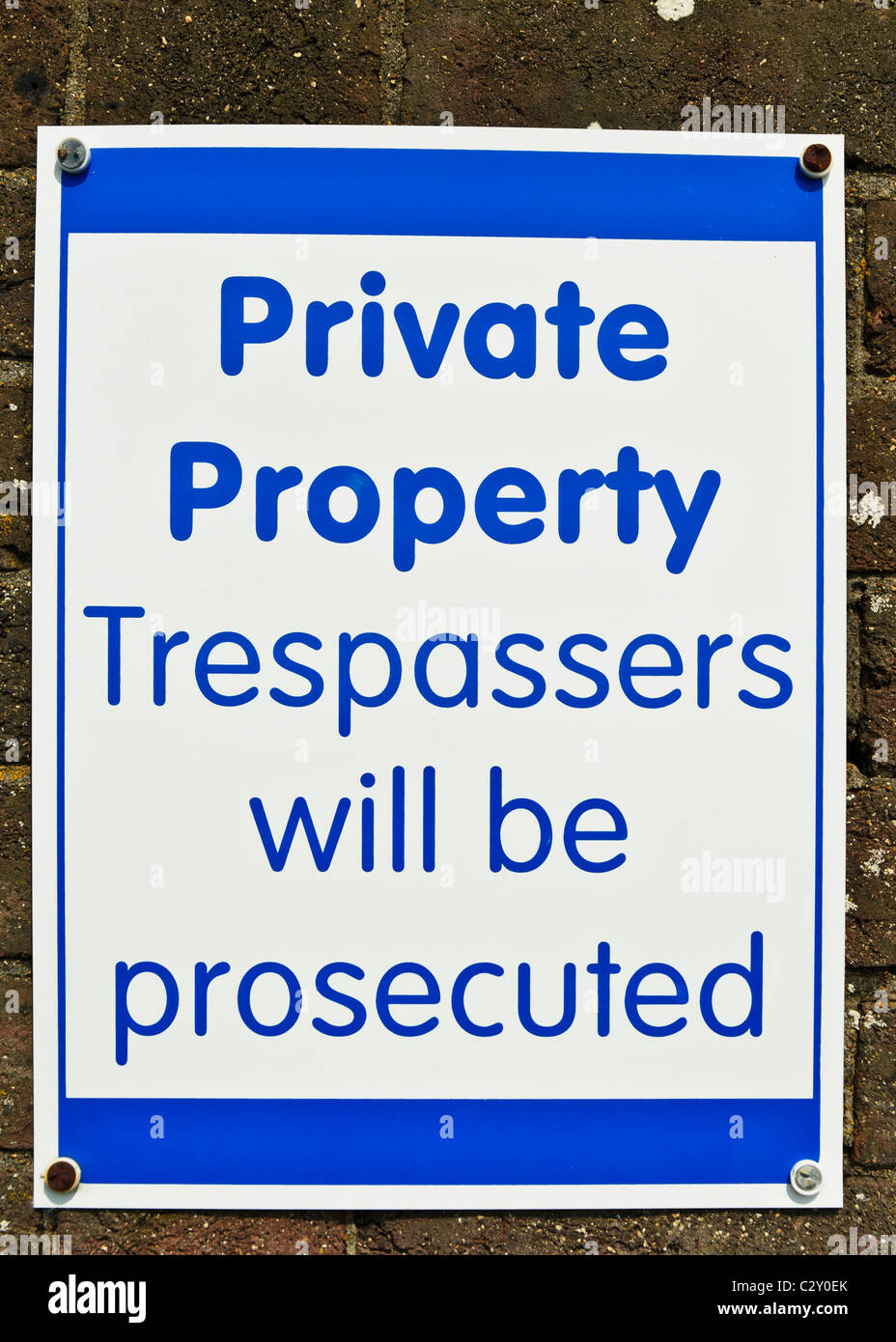 Private property and way in signs on the entrance to Rustington