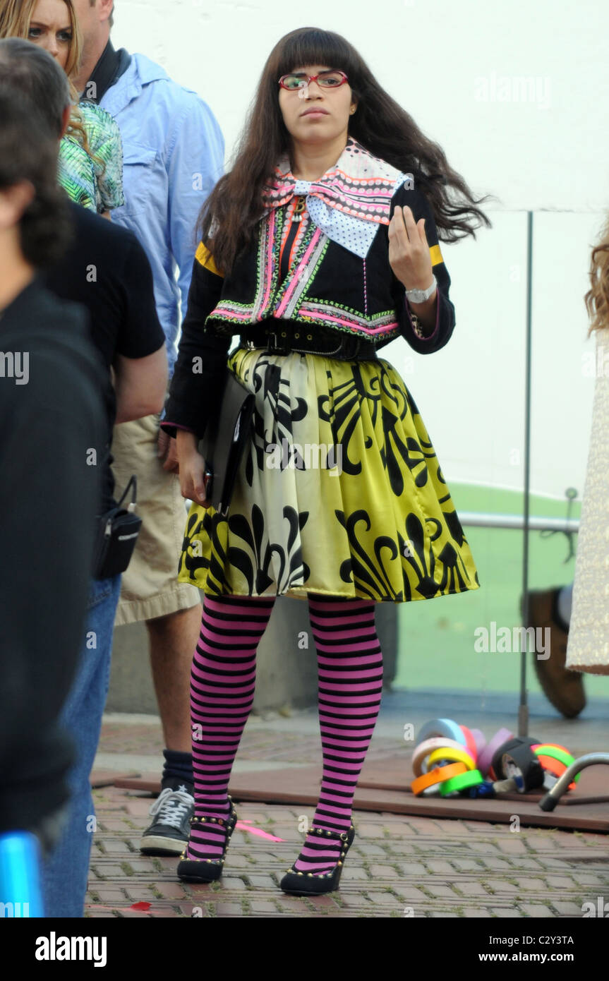 America Ferrera on the set of 'Ugly Betty' filming in Central Park New York City, USA  - 10.09.08 Stock Photo