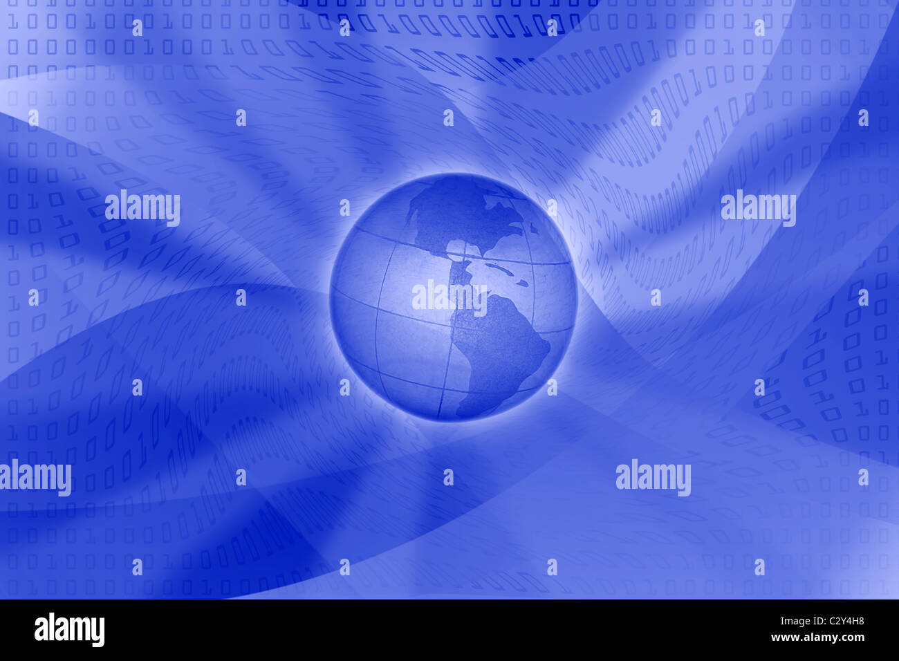 abstract blue digital background with globe Stock Photo - Alamy