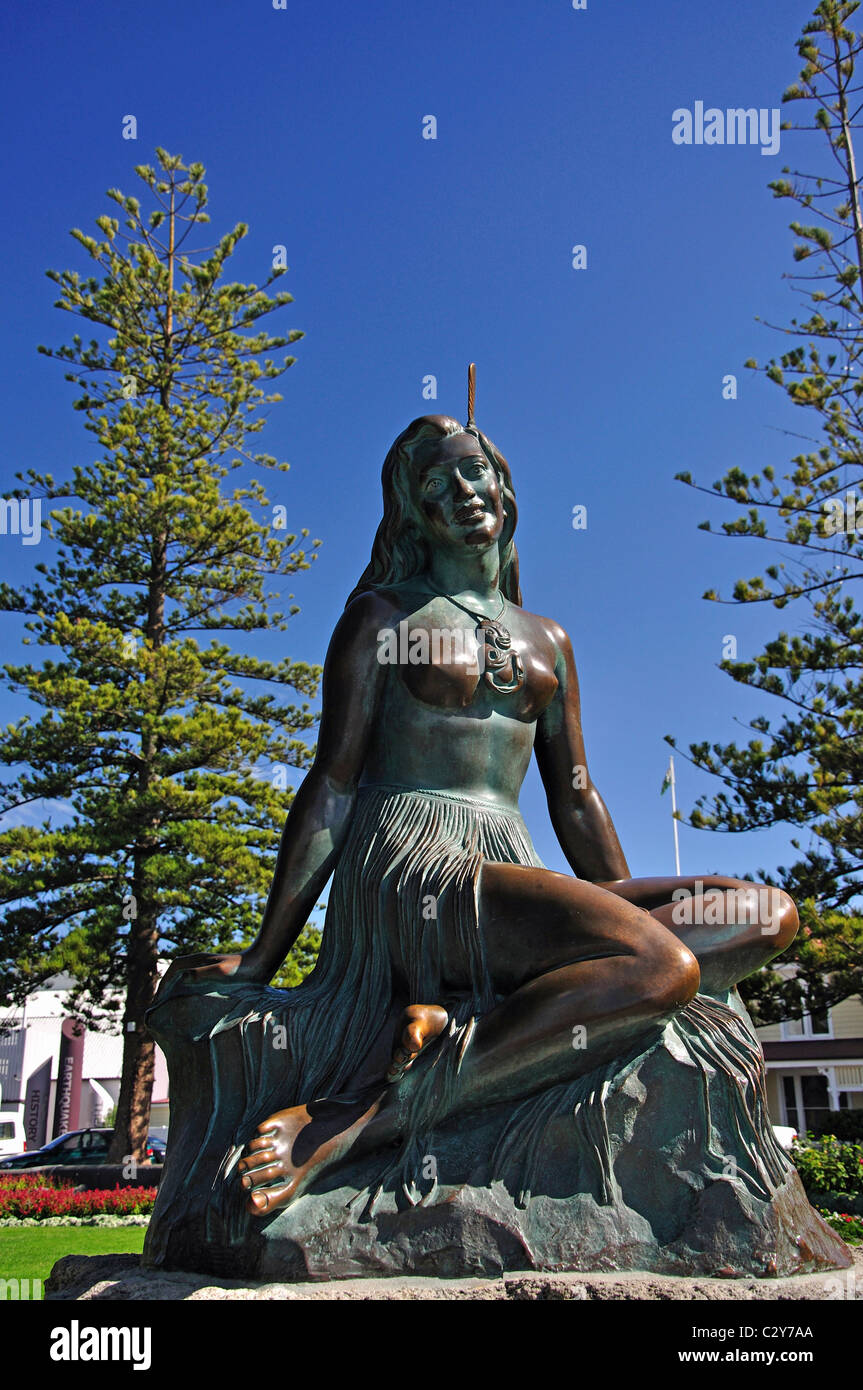 'Pania of the Reef' Maori maiden statue, Marine Parade Gardens, Marine Parade, Napier, Hawke's Bay, North Island, New Zealand Stock Photo