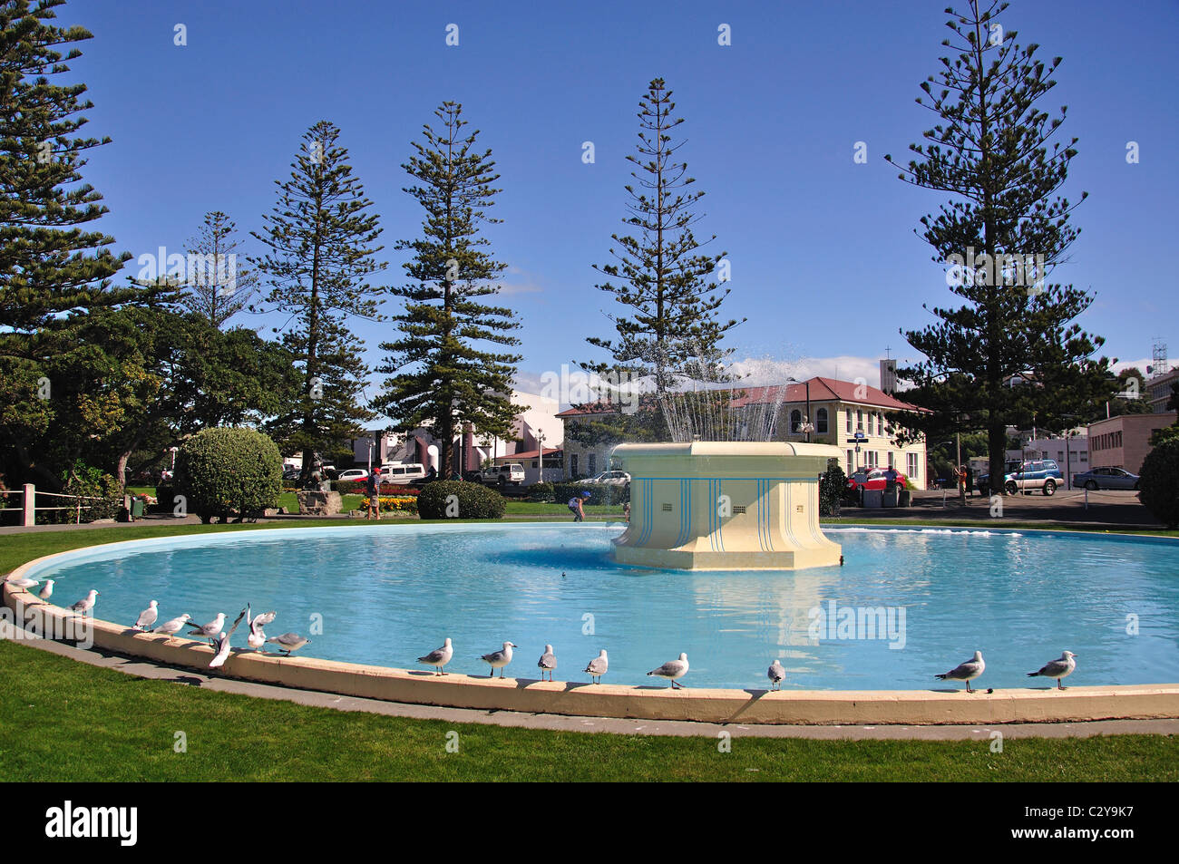 The Tom Parker Fountain, Marine Parade Gardens, Marine Parade, Napier, Hawke's Bay, North Island, New Zealand Stock Photo