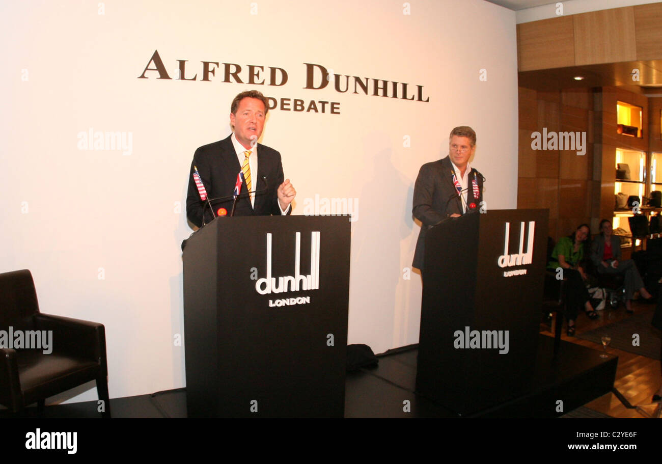 Piers Morgan and Donny Deutsch go head to head in the Alfred Dunhill debate at the newly opened Madison Avenue store New York Stock Photo