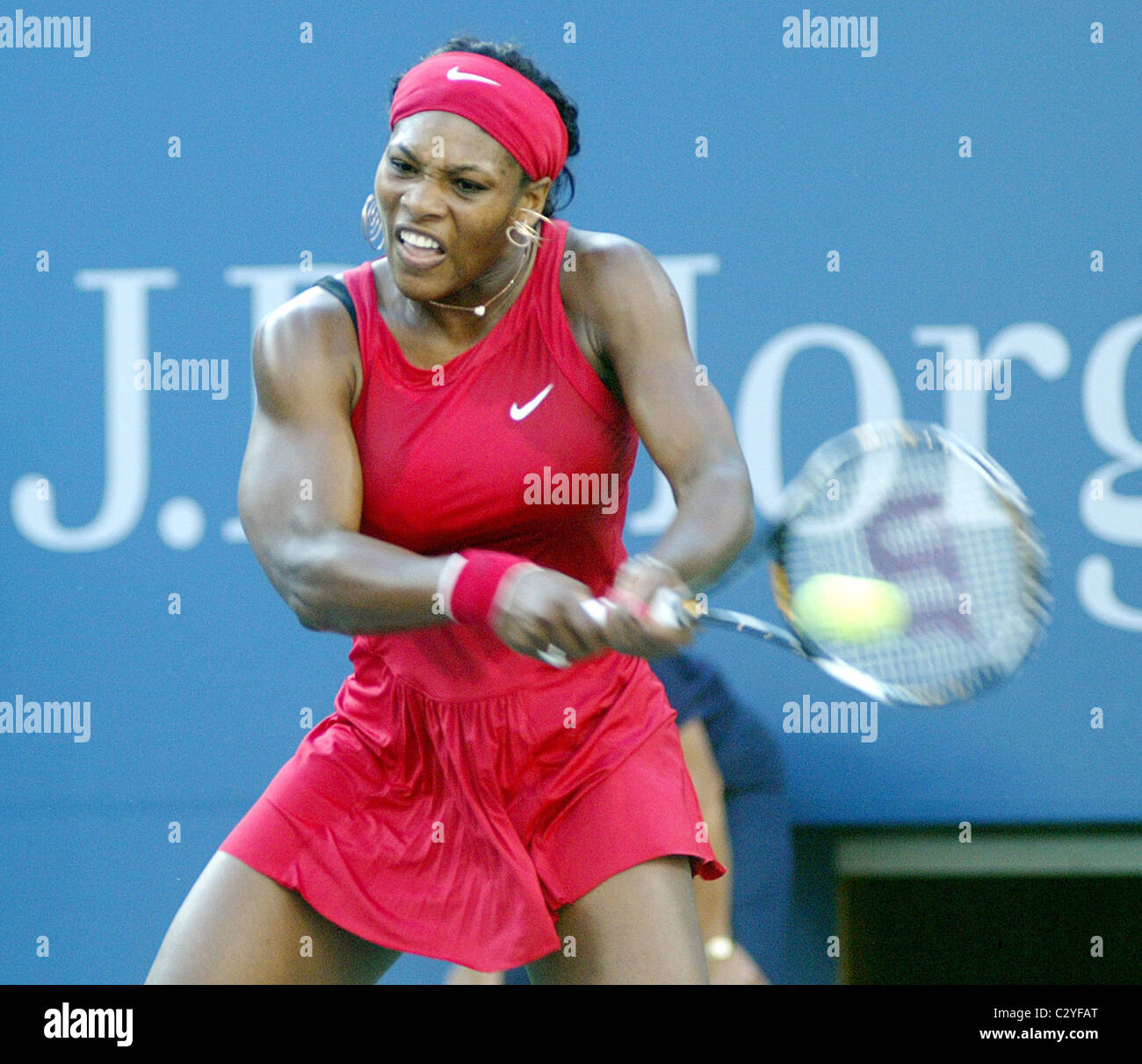 Serena Williams 2008 US Tennis Open - Day 2 Serena Williams defeated Ukraine's Kateryna Bondarenko New York City, USA - Stock Photo