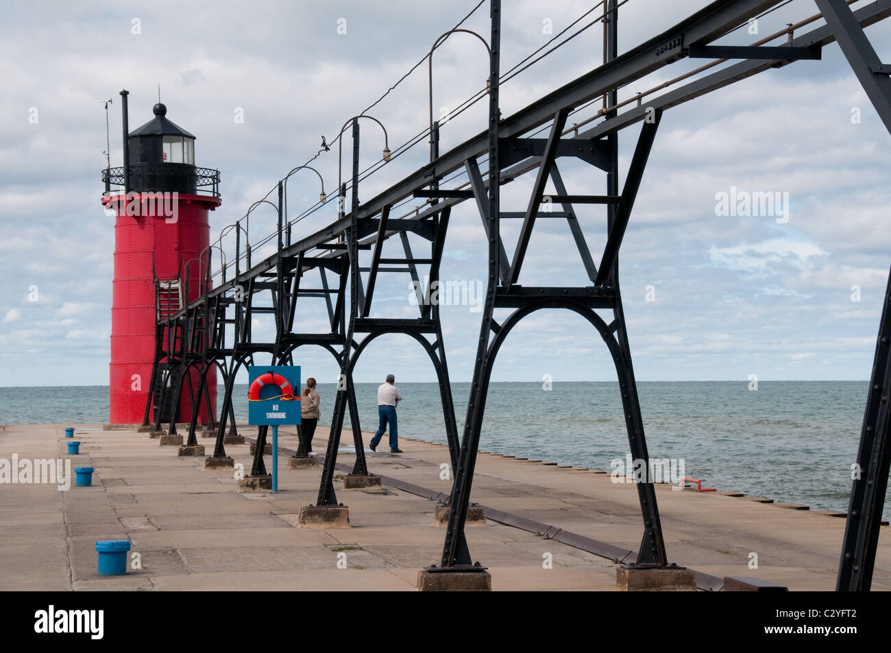 South Haven South Pier Light; South Haven, Michigan; USA Stock Photo