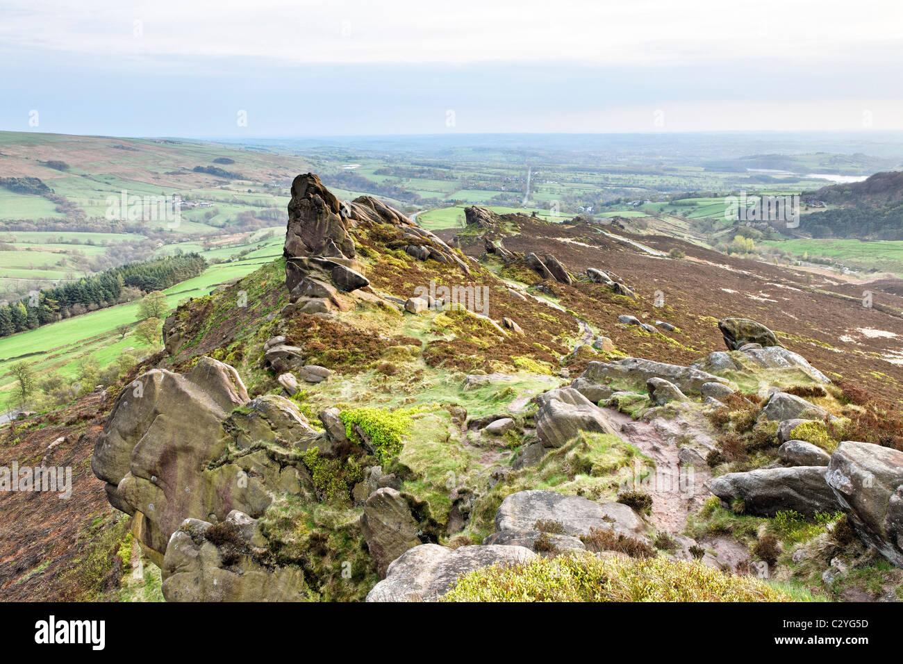 The Roaches rock formation in Staffordshire a range of gritstone crags ...