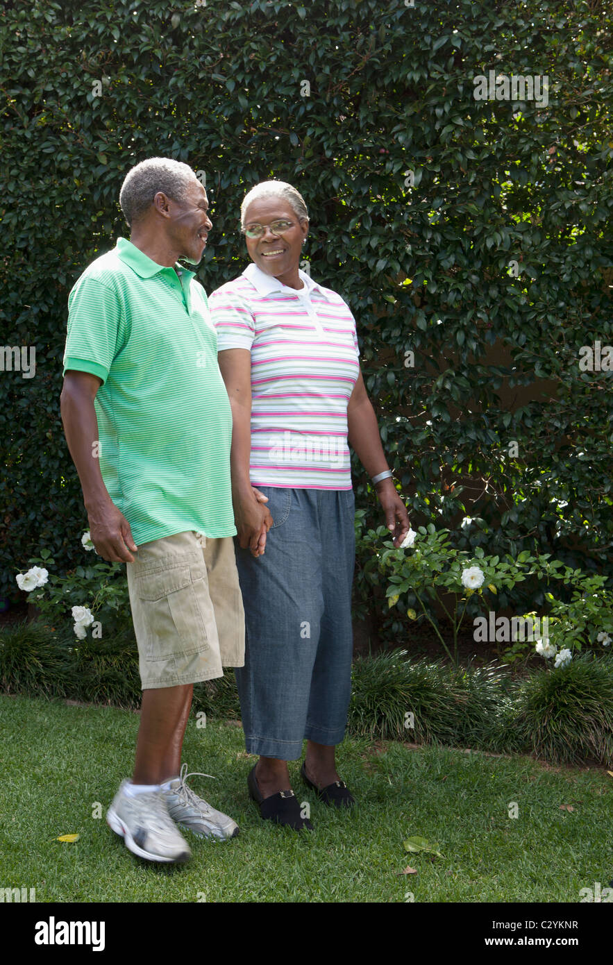 Elderly couple walking together, Johannesburg, South Africa Stock Photo