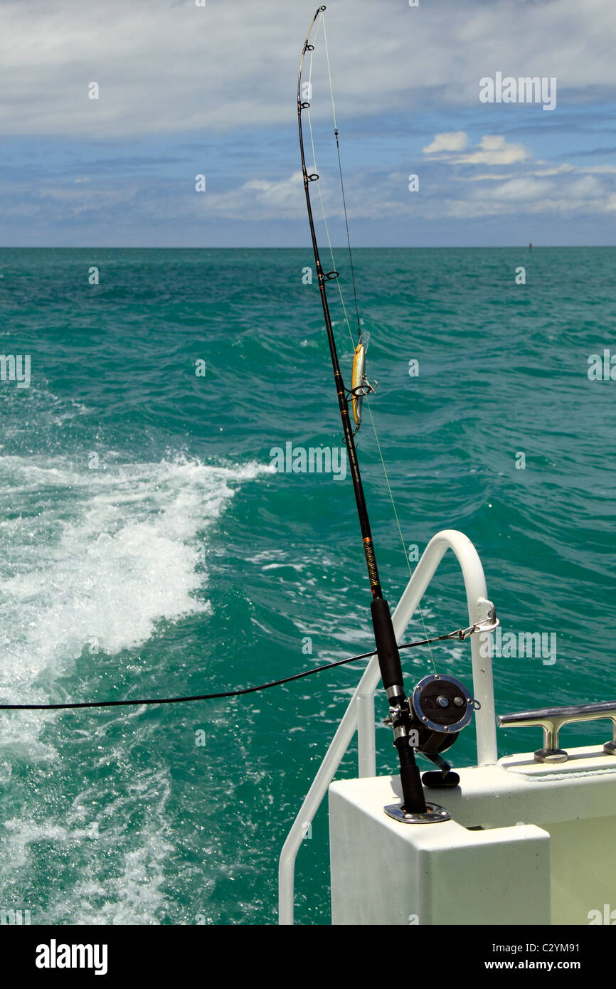 Fishing Lure and Rod on a boat, Shark Bay, Northwest Australia