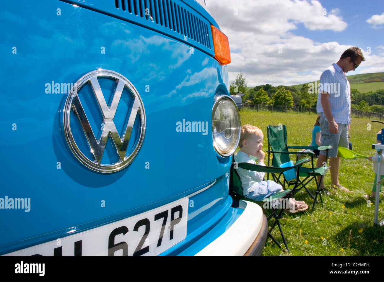 Blue VW Camper Van in the Scottish Borders Stock Photo - Alamy
