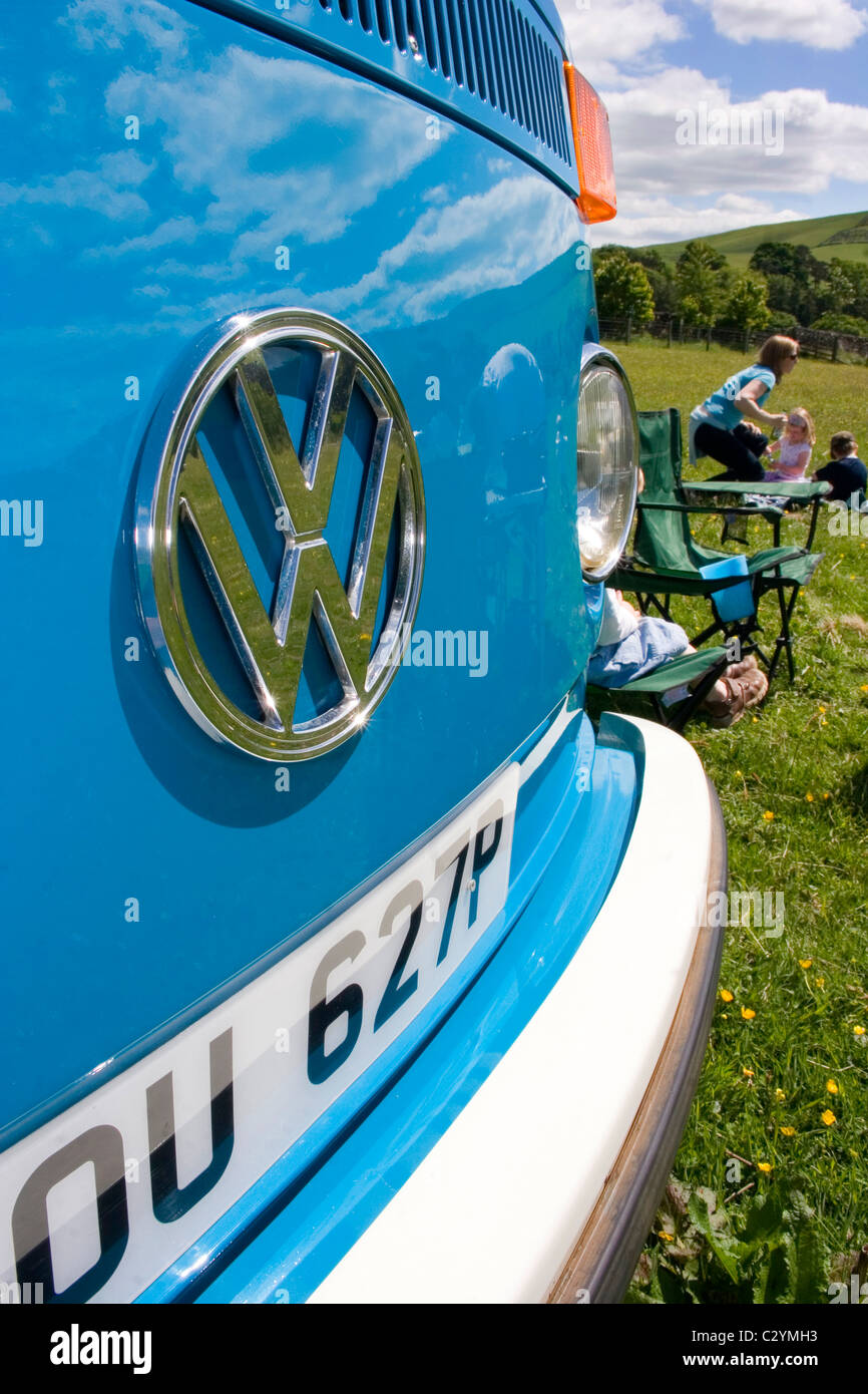 Blue VW Camper Van in the Scottish Borders Stock Photo - Alamy