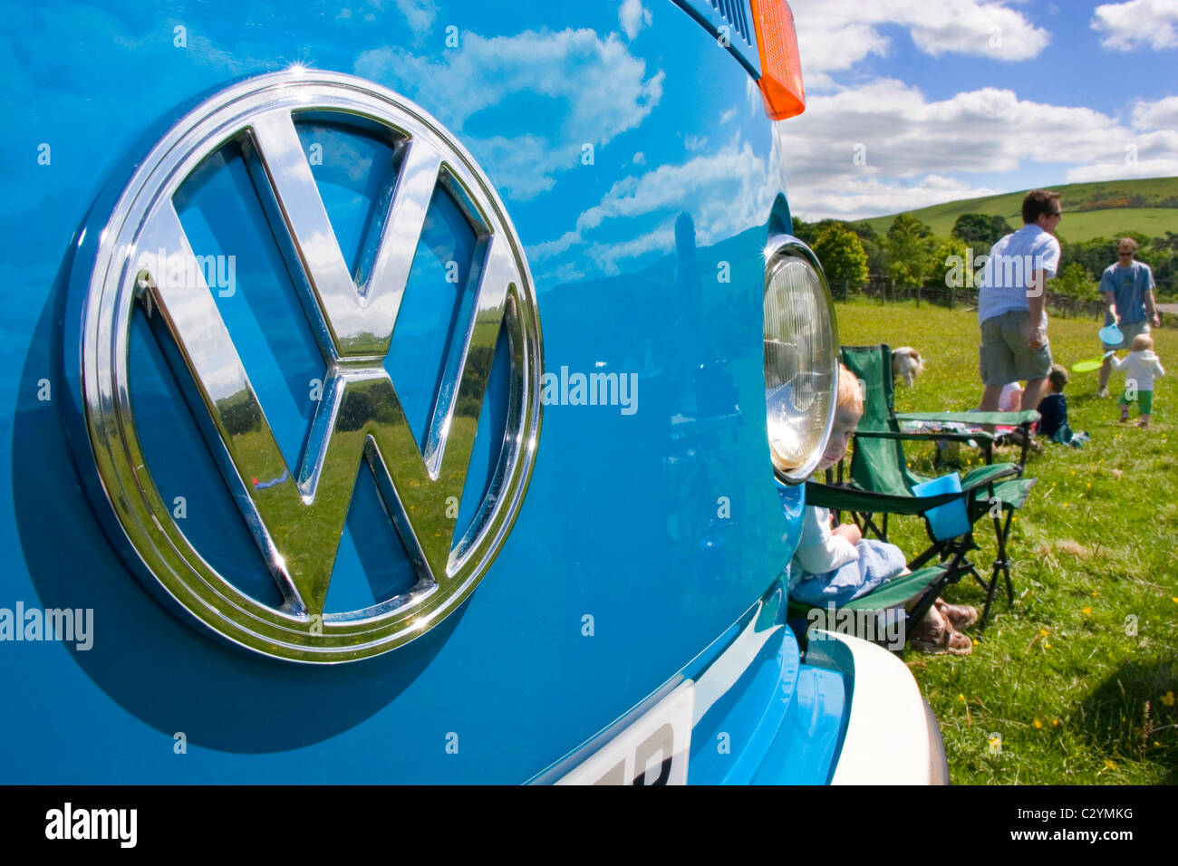 Blue VW Camper Van in the Scottish Borders Stock Photo - Alamy