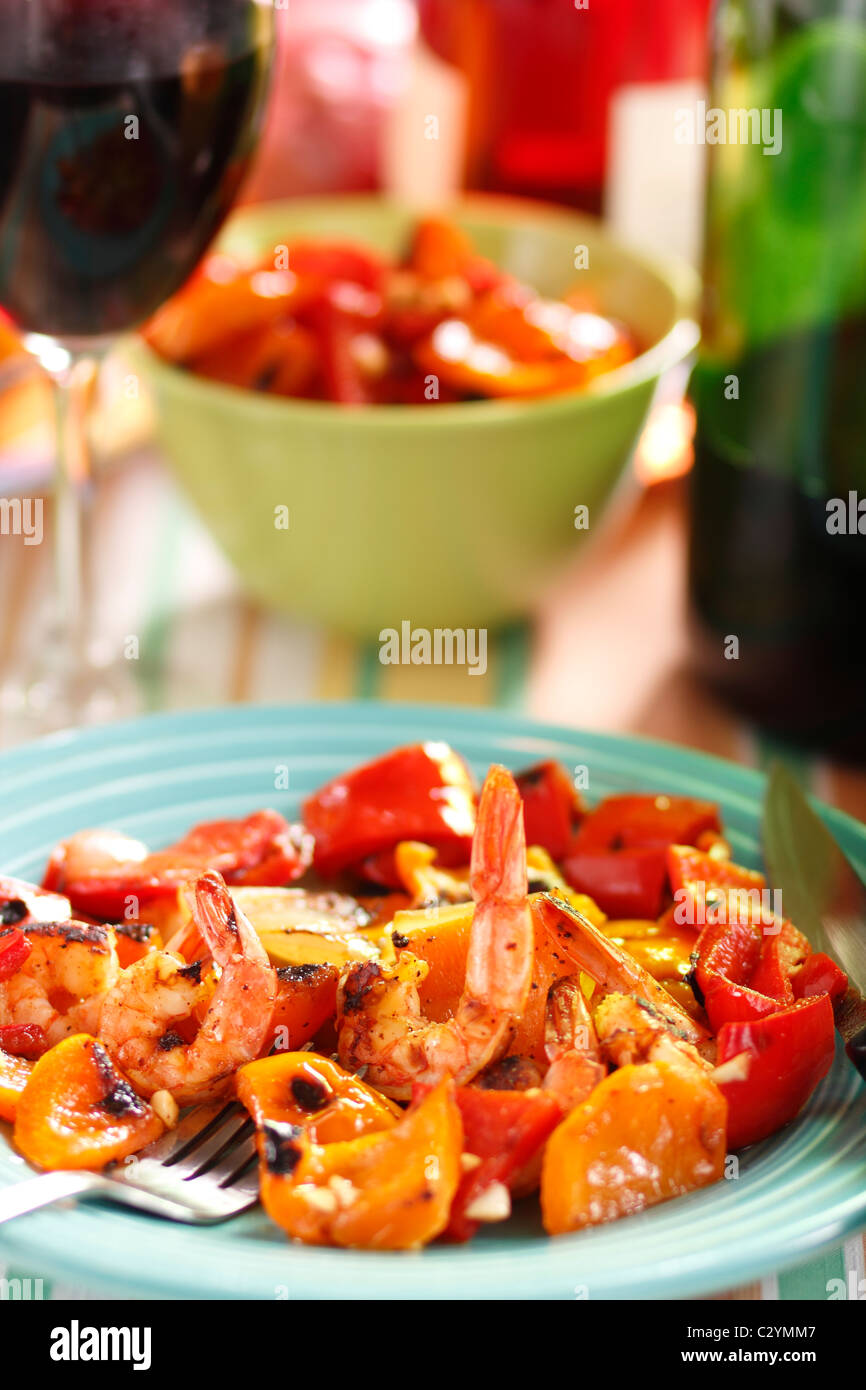 Grilled Shrimp Dinner Stock Photo - Alamy