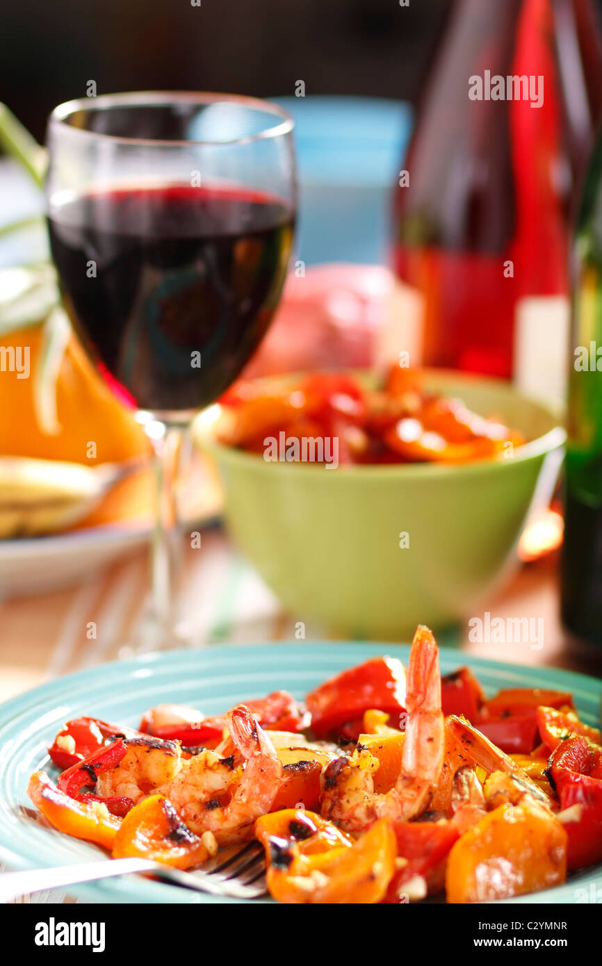 Grilled Shrimp Dinner Stock Photo - Alamy