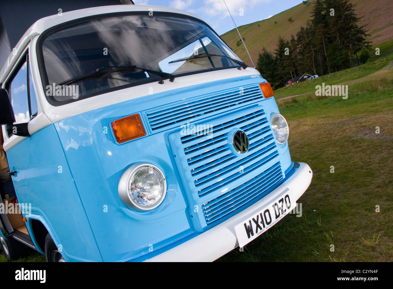 Blue VW Camper Van in the Scottish Borders Stock Photo - Alamy