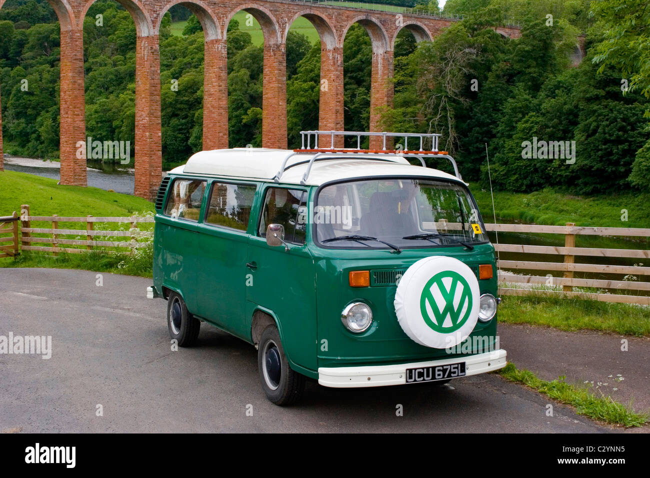 Green VW Camper Van in the Scottish Borders Stock Photo - Alamy