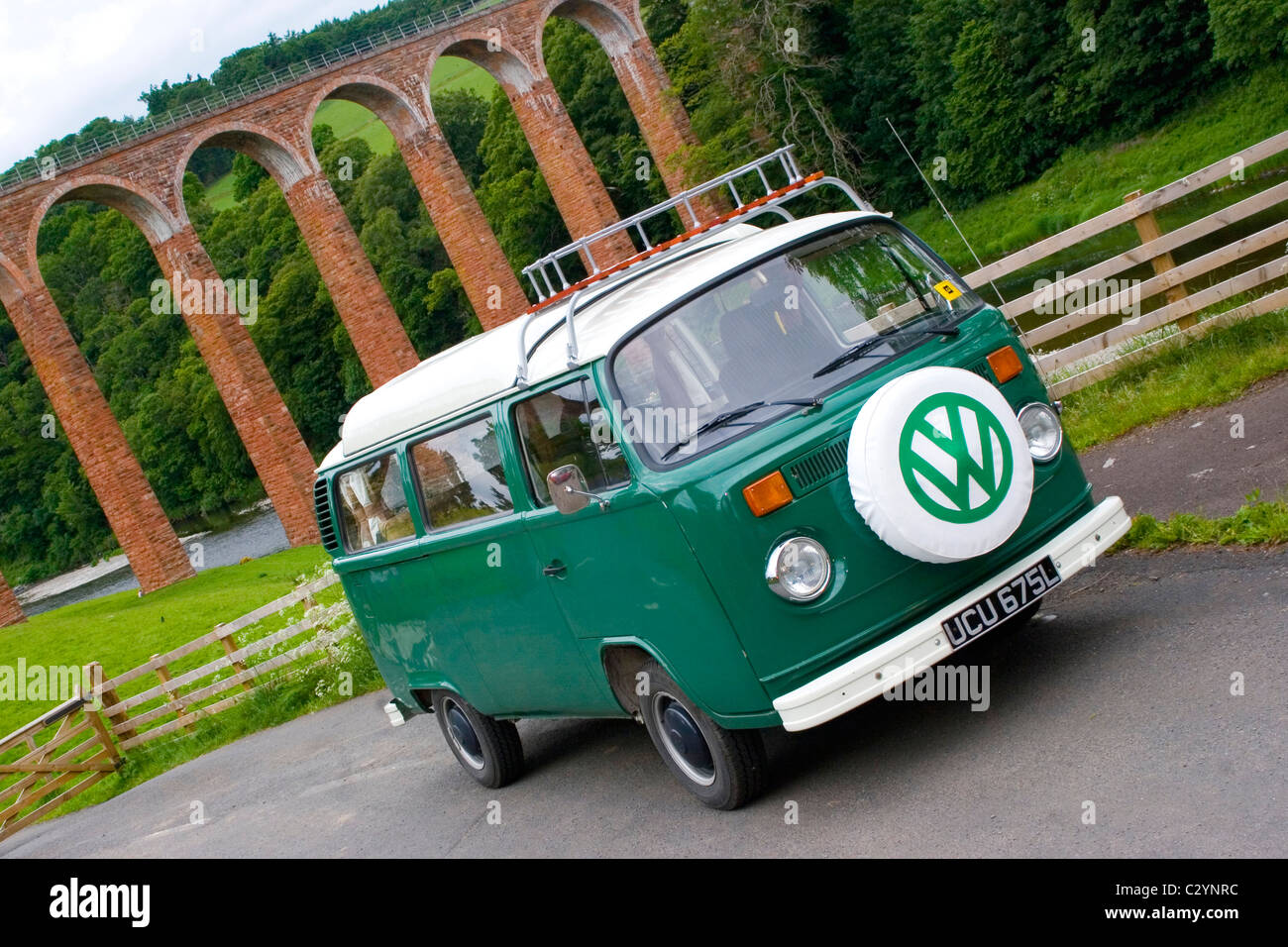 Green VW Camper Van in the Scottish Borders Stock Photo - Alamy