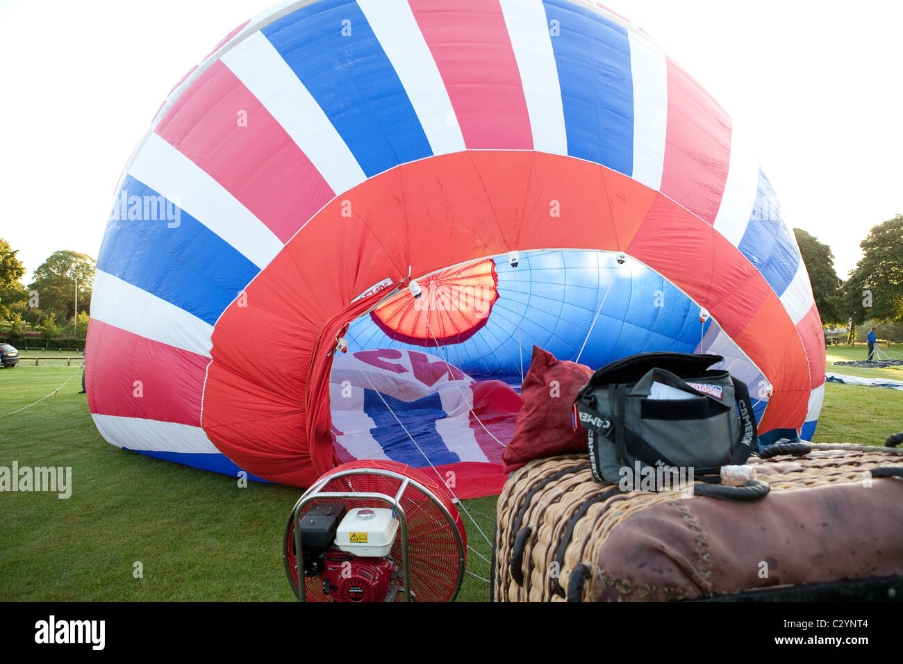 Inflating hot air balloons Stock Photo Alamy