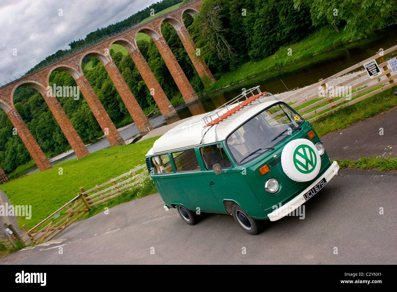 Green VW Camper Van in the Scottish Borders Stock Photo - Alamy