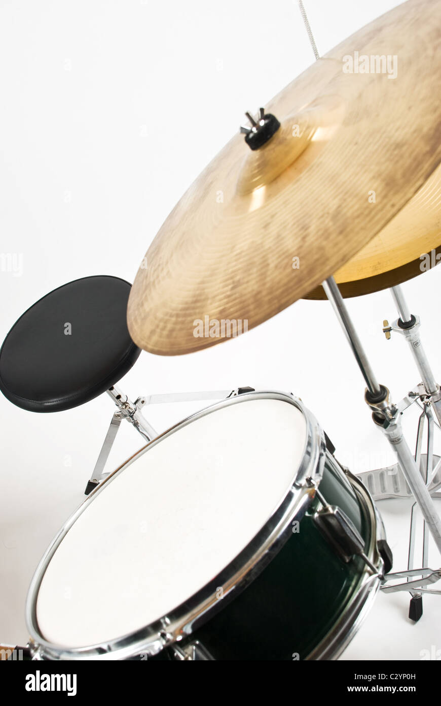 Set with cymbal drum and chair indoor shot Stock Photo