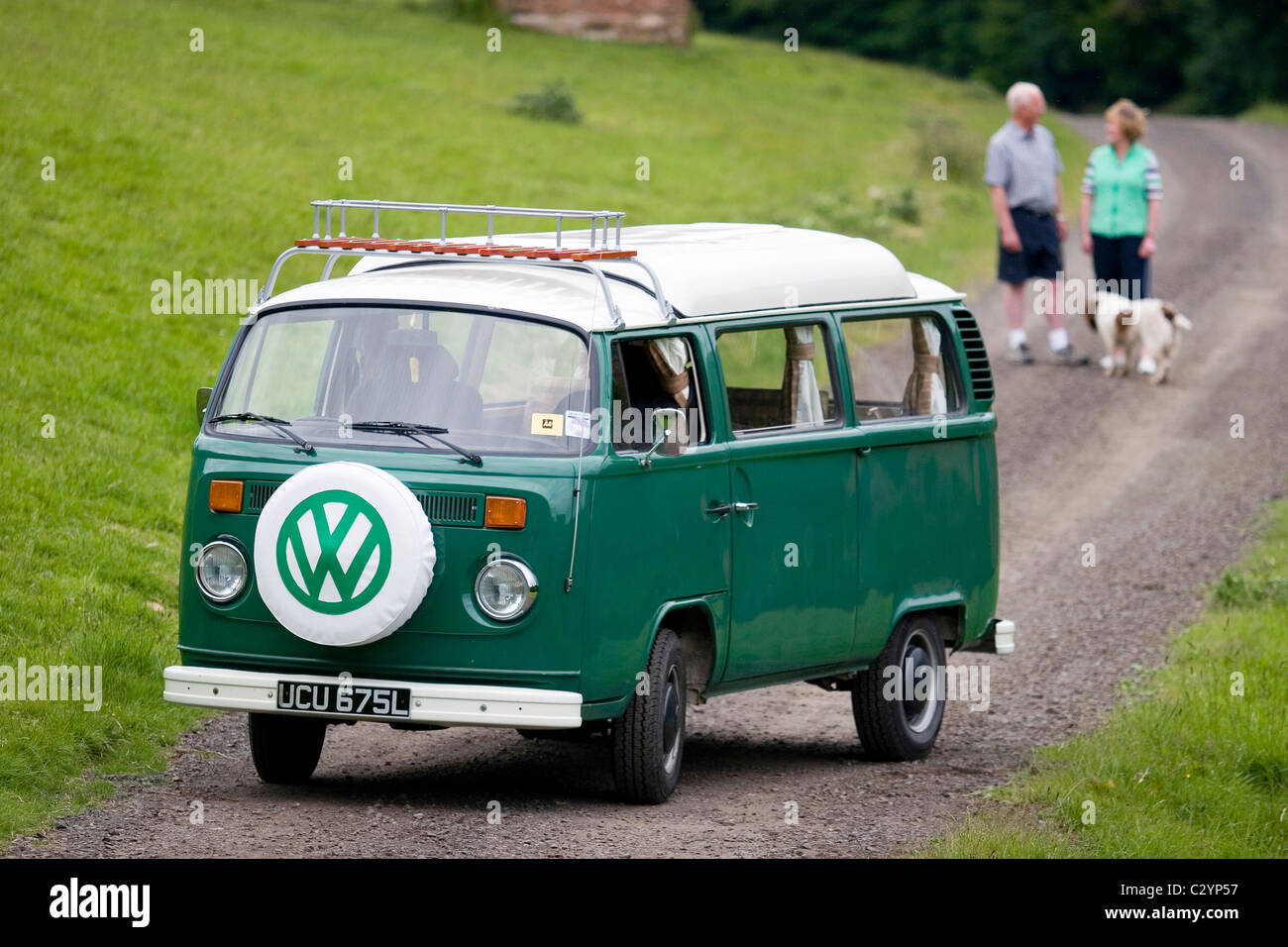 Green VW Camper Van in the Scottish Borders Stock Photo - Alamy