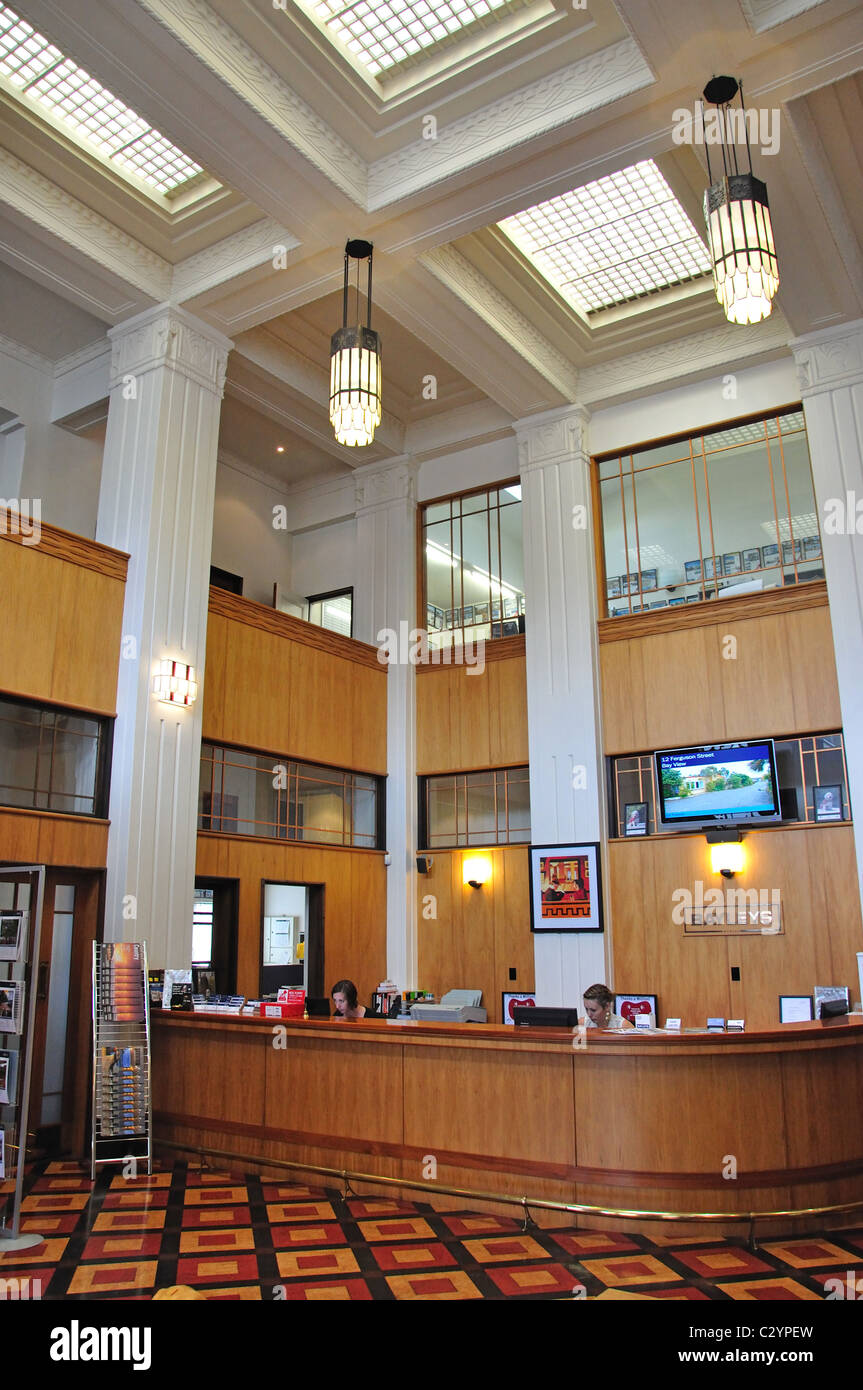 Interior reception, The Daily Telegraph Building, Tennyson Street, Napier, Hawke's Bay, North Island, New Zealand Stock Photo