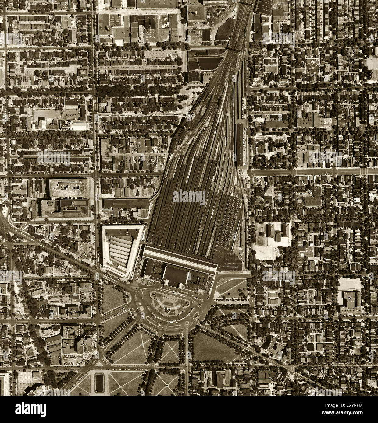 historical aerial photograph Union Station Washington DC Stock Photo