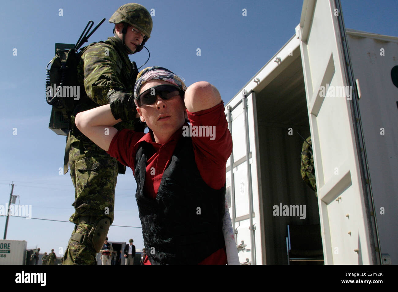 Canadian soldier(s) participate in exercises prior to being sent to Canadian Forces Base Kandahar in Afghanistan. Stock Photo
