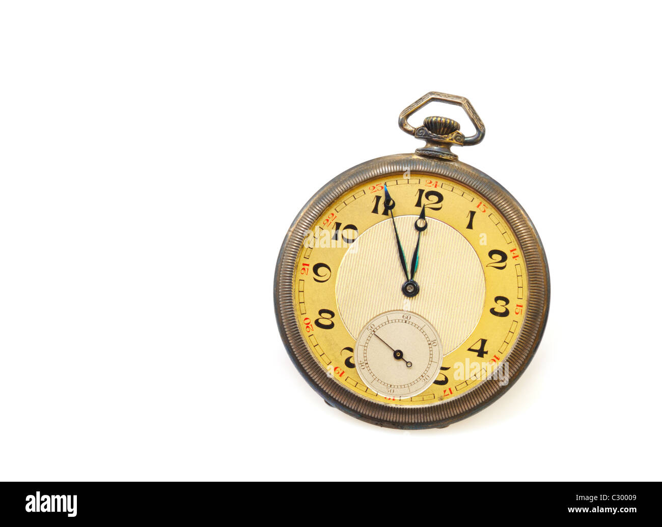 Old antique pocket watch isolated on white background Stock Photo