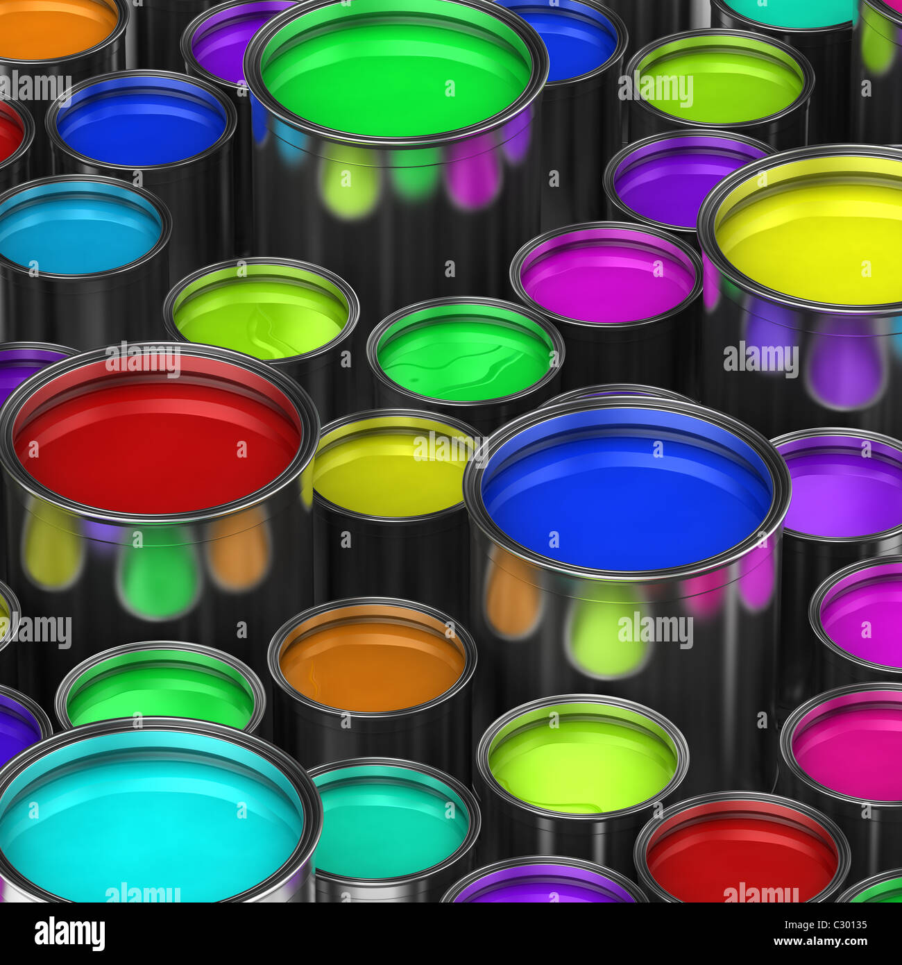 Many paint buckets Stock Photo Alamy