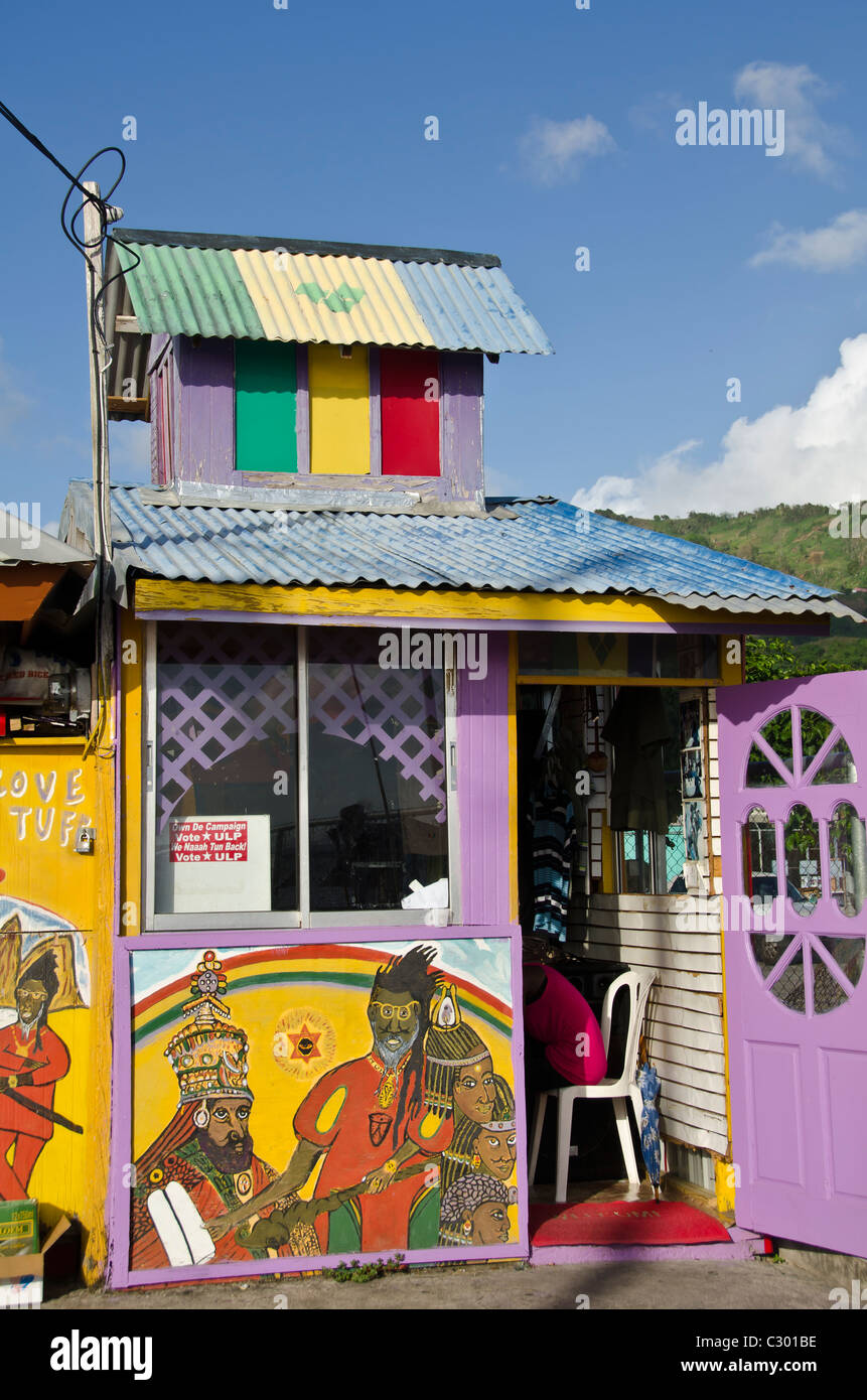 St Vincent Kingstown market colorful building Stock Photo