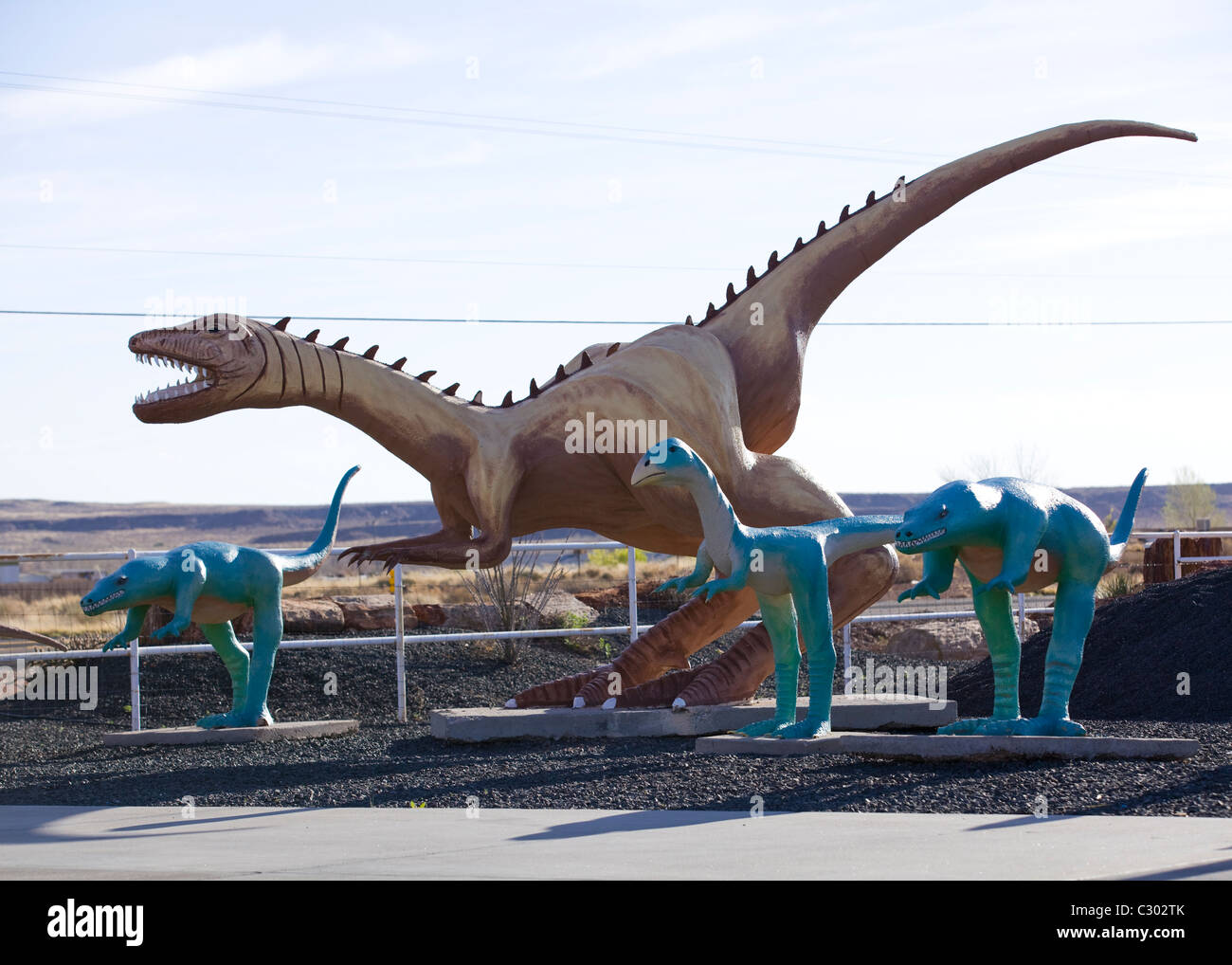 Desert dinosaur statue in Navajo country, Arizona, USA Stock Photo Alamy
