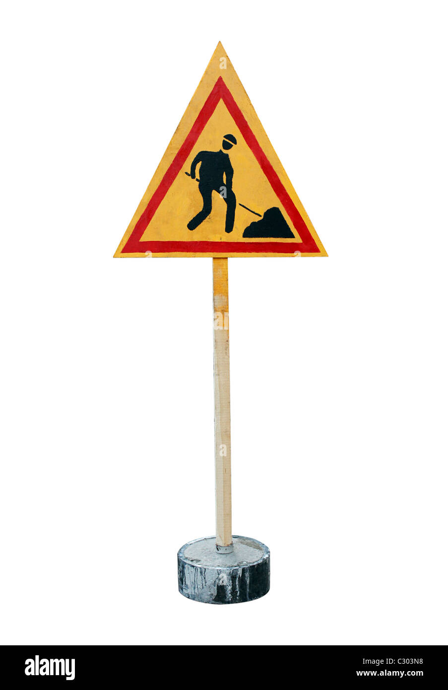 road works sign isolated on white background Stock Photo