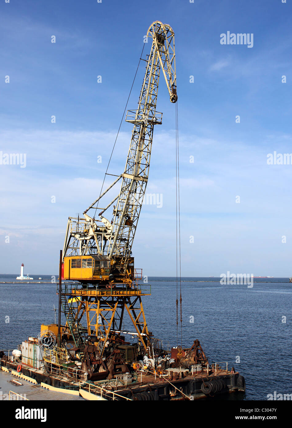 seaport crane on a berth Stock Photo