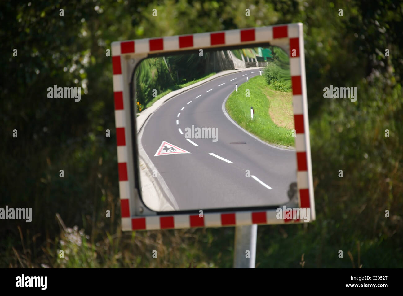 Traffic mirror Stock Photo