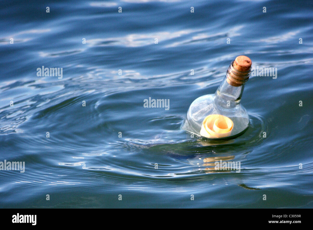 message in a bottle Stock Photo