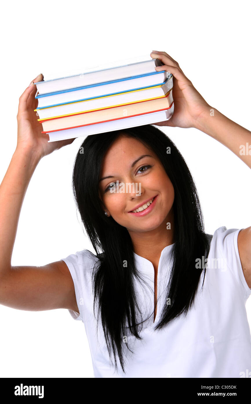 Young woman with books Stock Photo