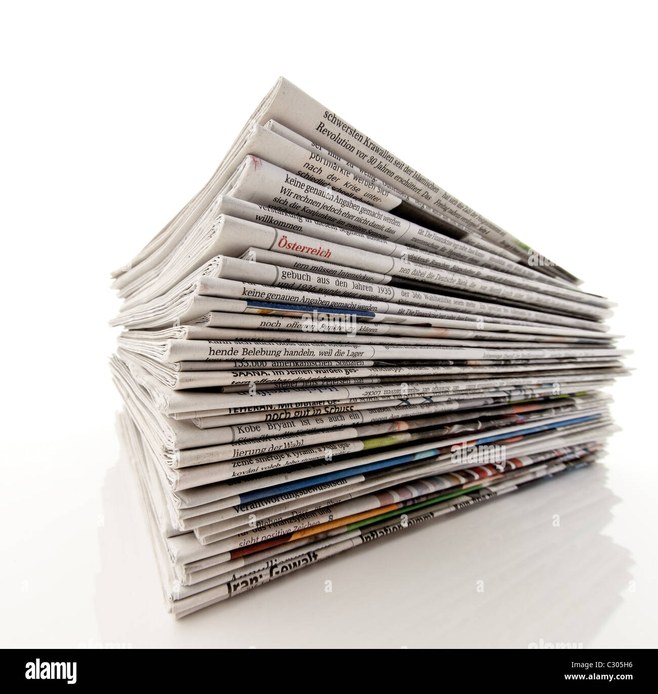 Stack of newspapers Stock Photo