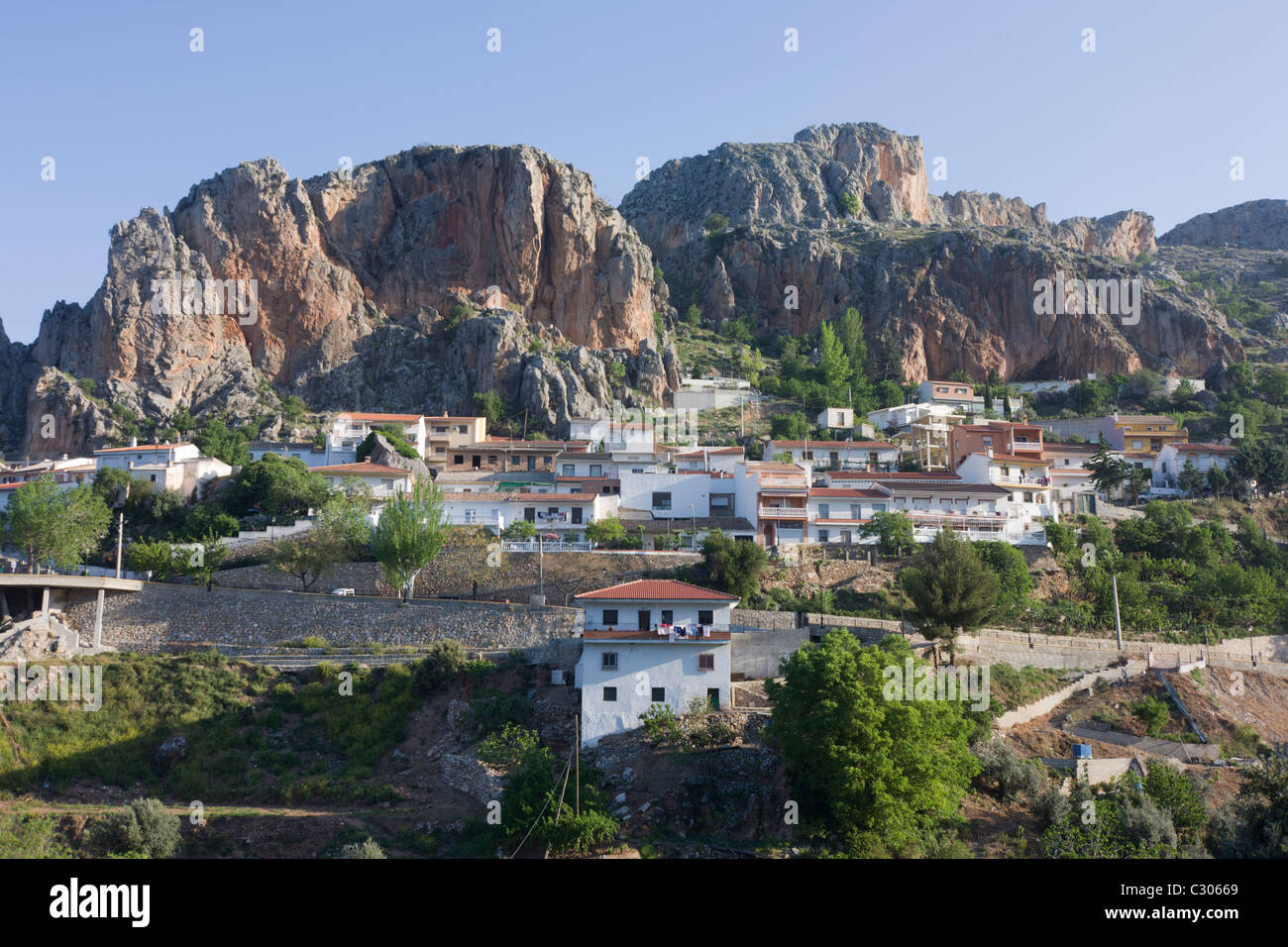 Homes in the quiet Andalician village of Cogollos Vega, near Granada. Stock Photo