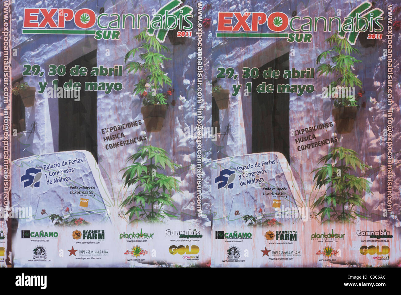 Poster advertising a symposium on Cannabis in the city of Granada, Spain. Stock Photo