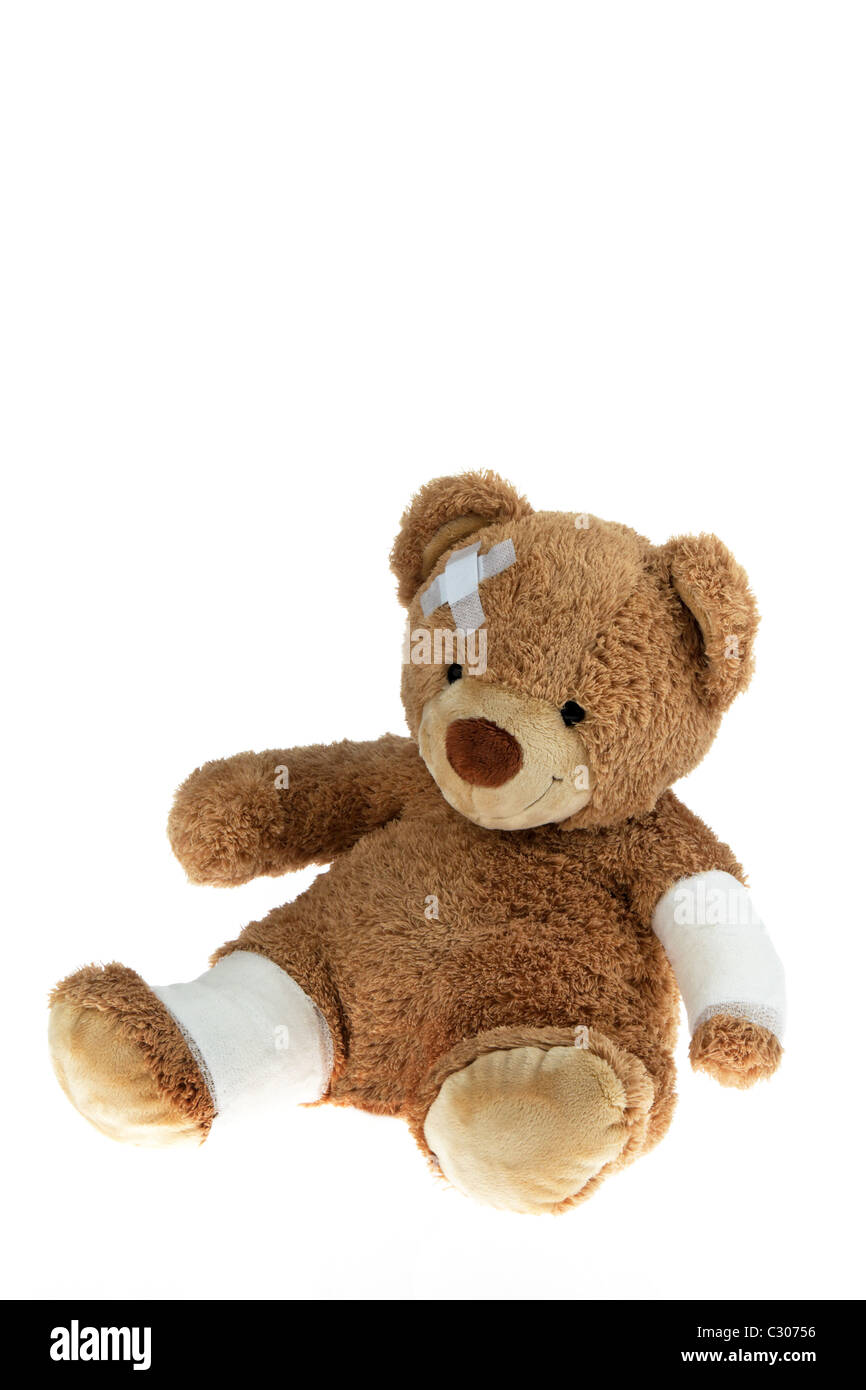 Bear with bandage after an accident Stock Photo