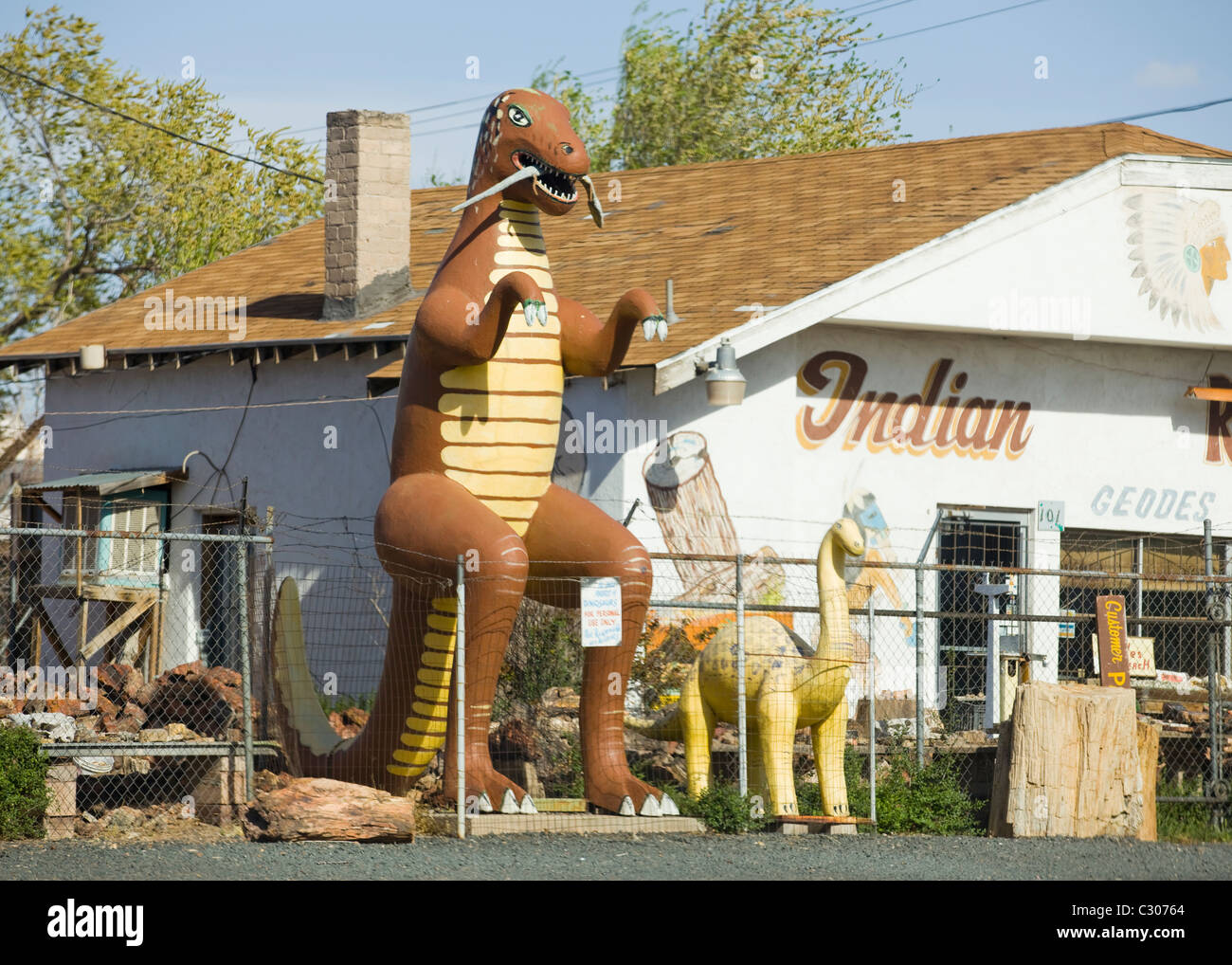 Dinosaur statues in Navajo country, Arizona, USA Stock Photo Alamy