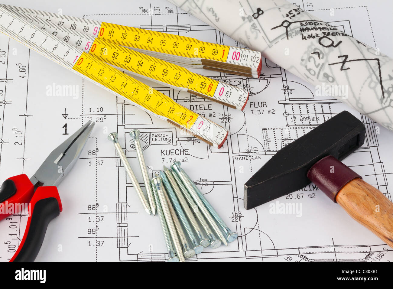 Blueprint of a house. Construction Stock Photo - Alamy
