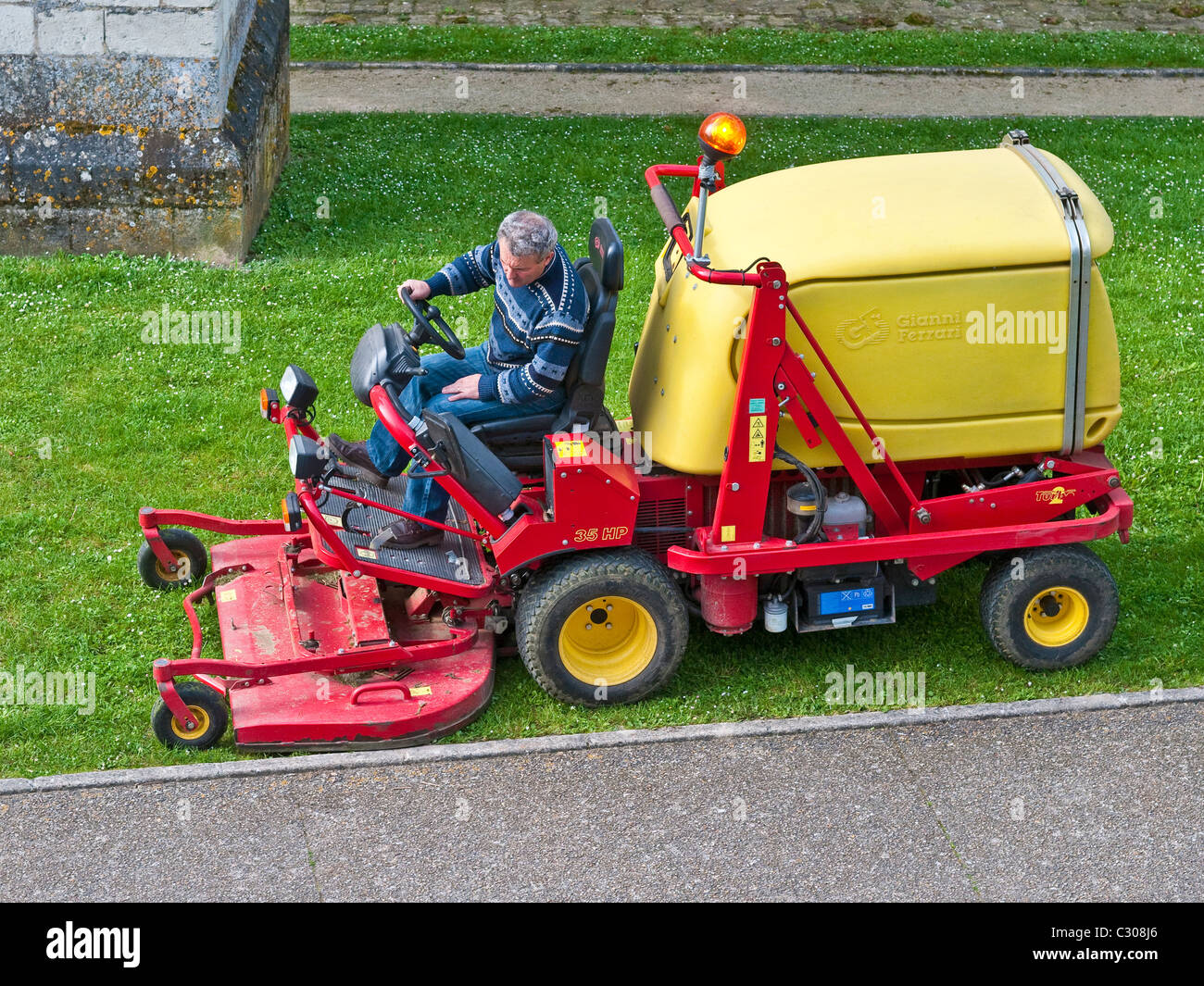 Industrial / council grass mower - France. Stock Photo