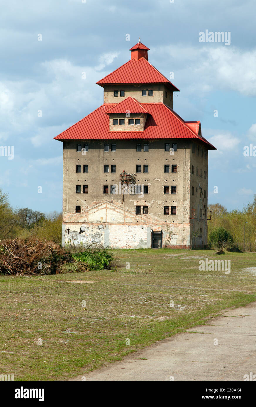 Hobrechtsfelde granary, Barnim, Brandenburg, Germany - Denkmalgeschützter Rieselspeicher Stock Photo